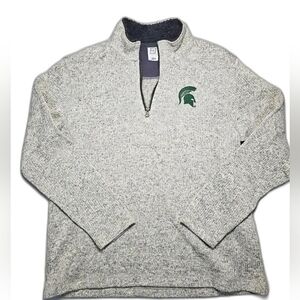**Pro Edge Heathered Gray 1/4 Zip Pullover with Michigan State Logo Size 3X